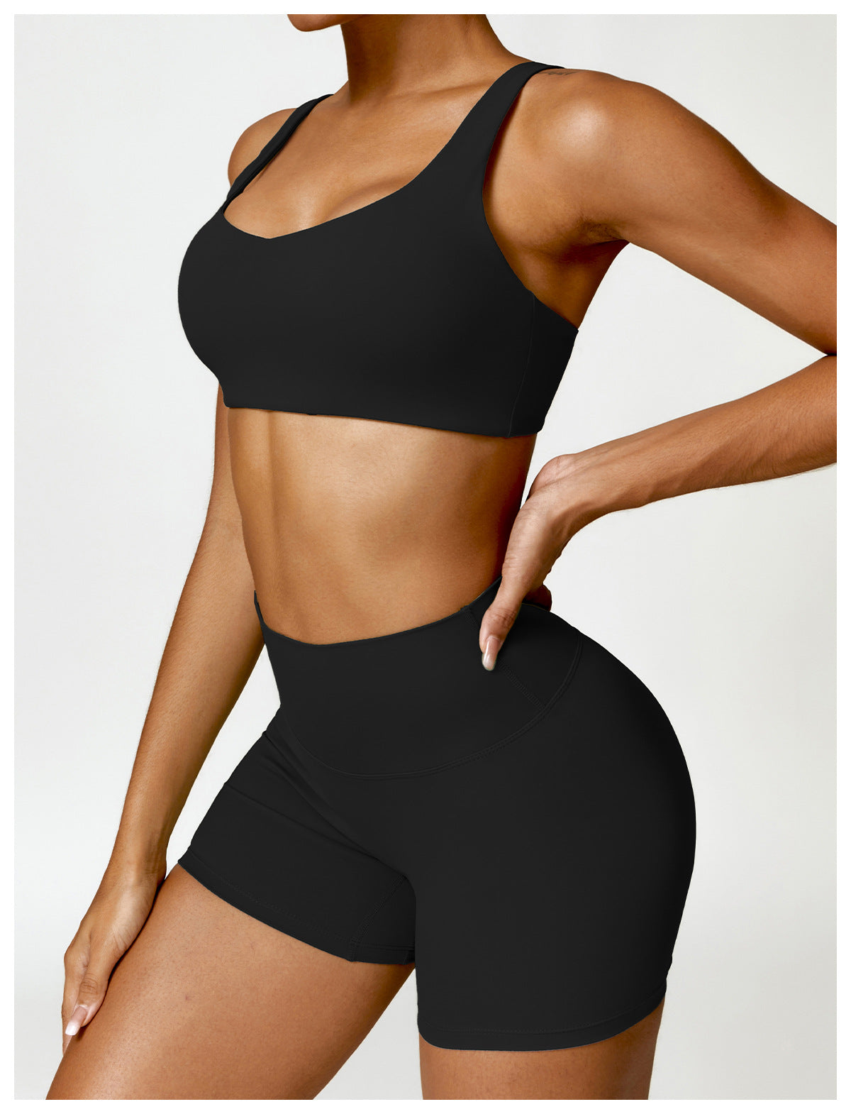 Conjunto Fitness Feminino - Top + Short - Preto