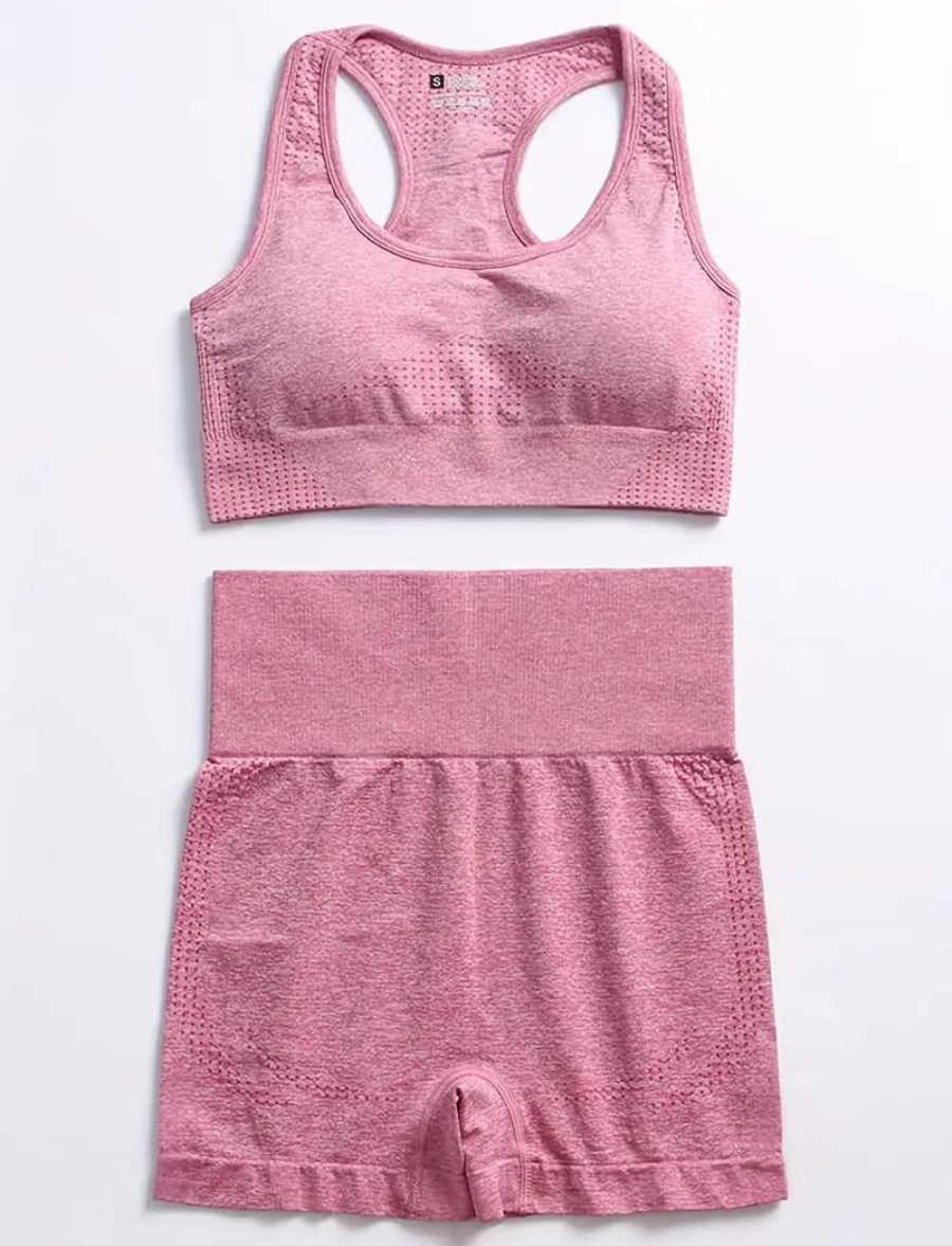 Conjunto Aura Fitness - Top + Short - Rosa