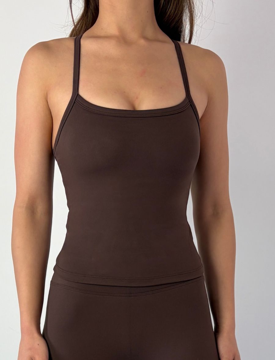 Top Fitness Alongado - Marrom