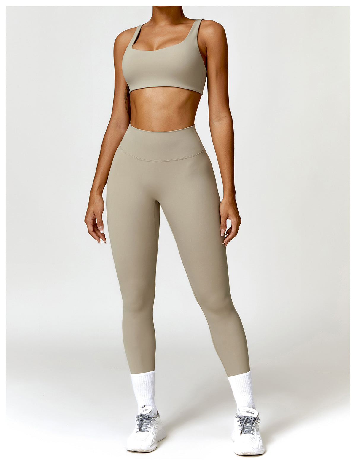 Conjunto Fitness Focus - Top + Legging - Bege
