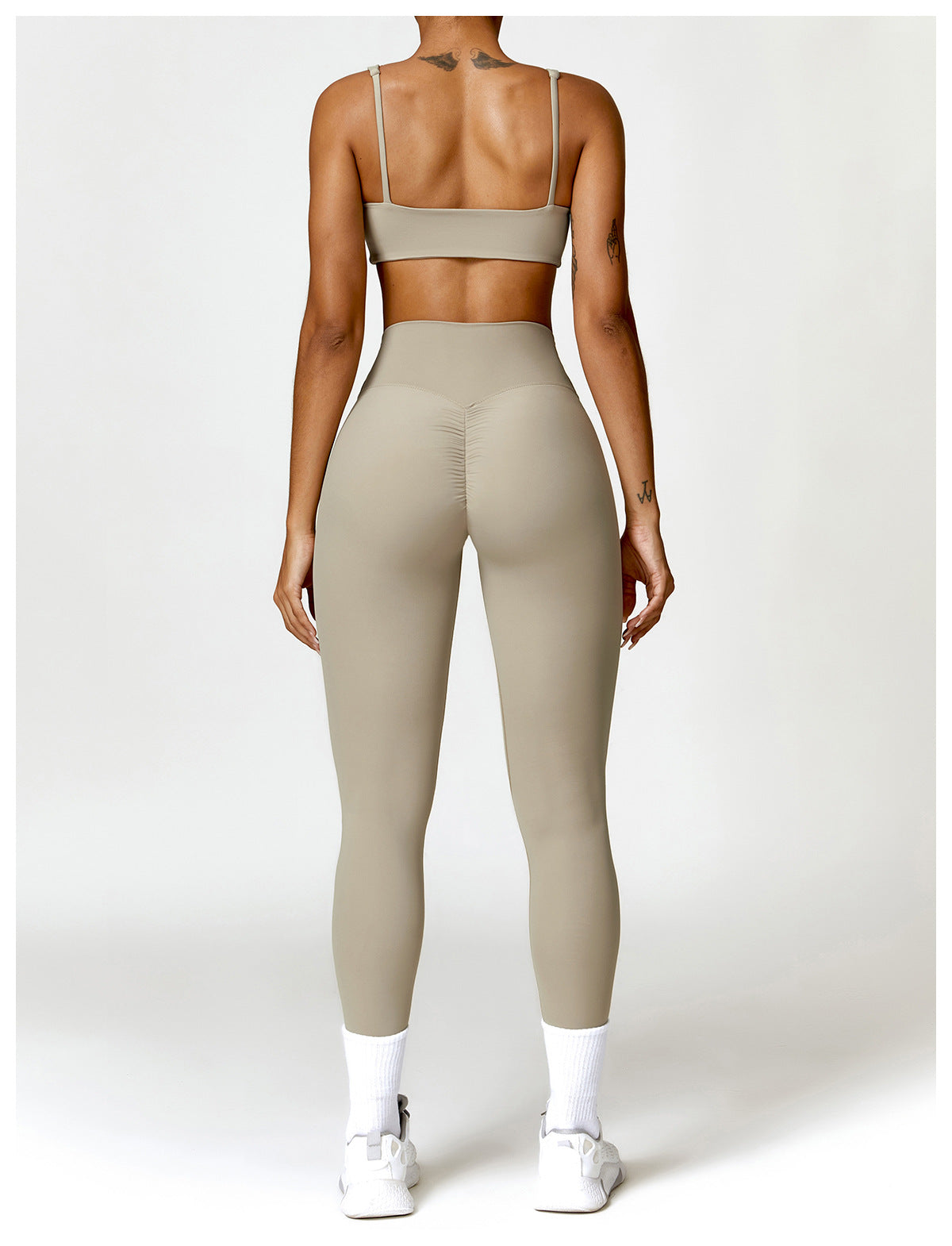 Conjunto Fitness Focus - Top + Legging - Bege