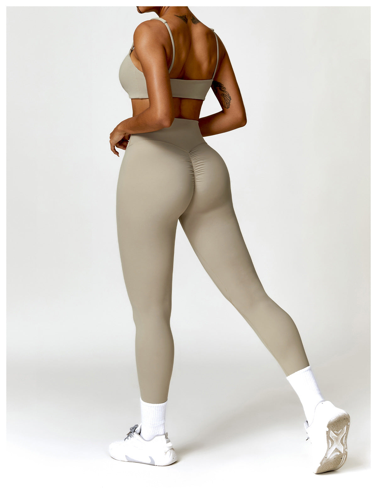 Conjunto Fitness Focus - Top + Legging - Bege