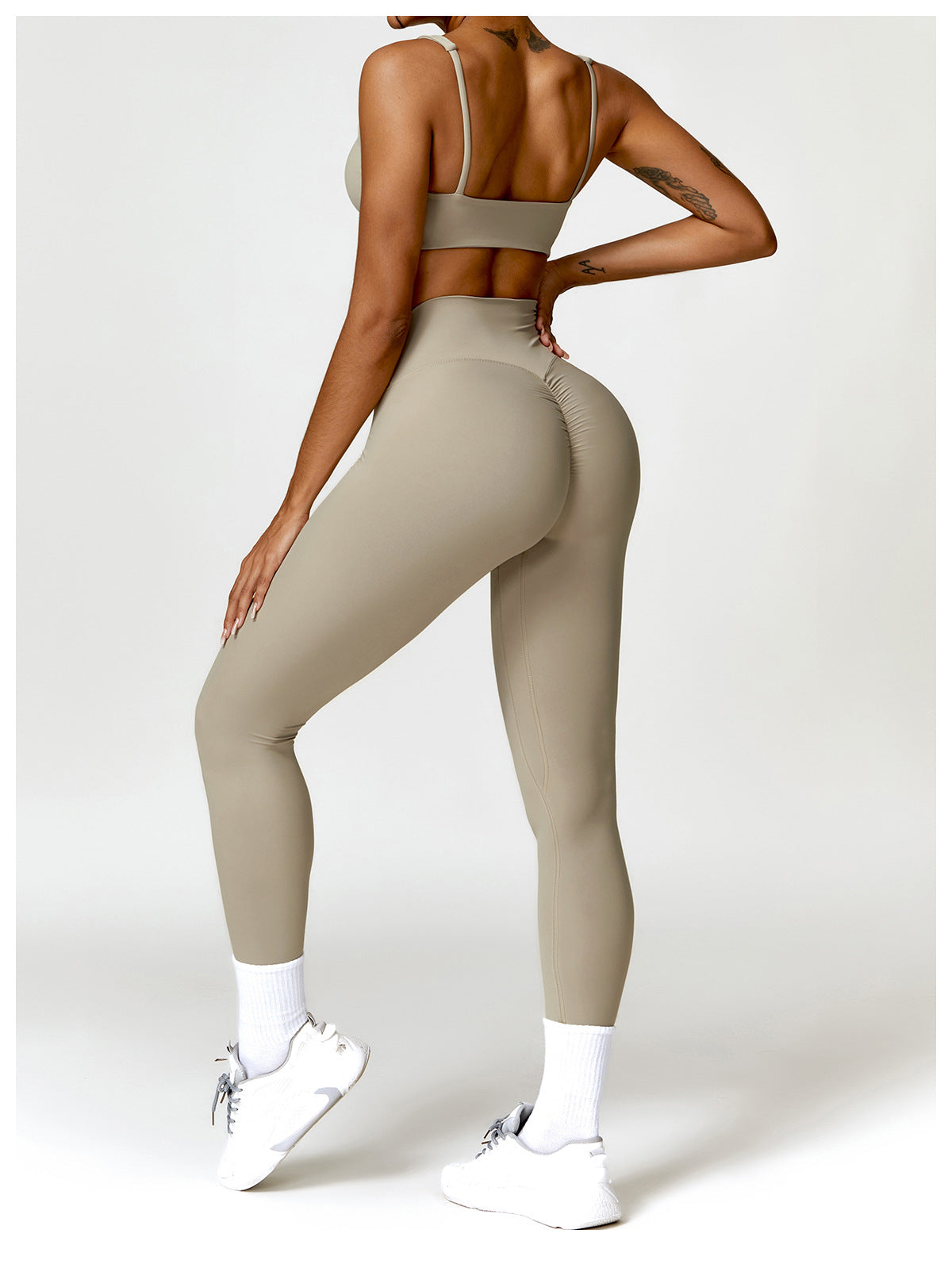 Conjunto Fitness Focus - Top + Legging - Bege