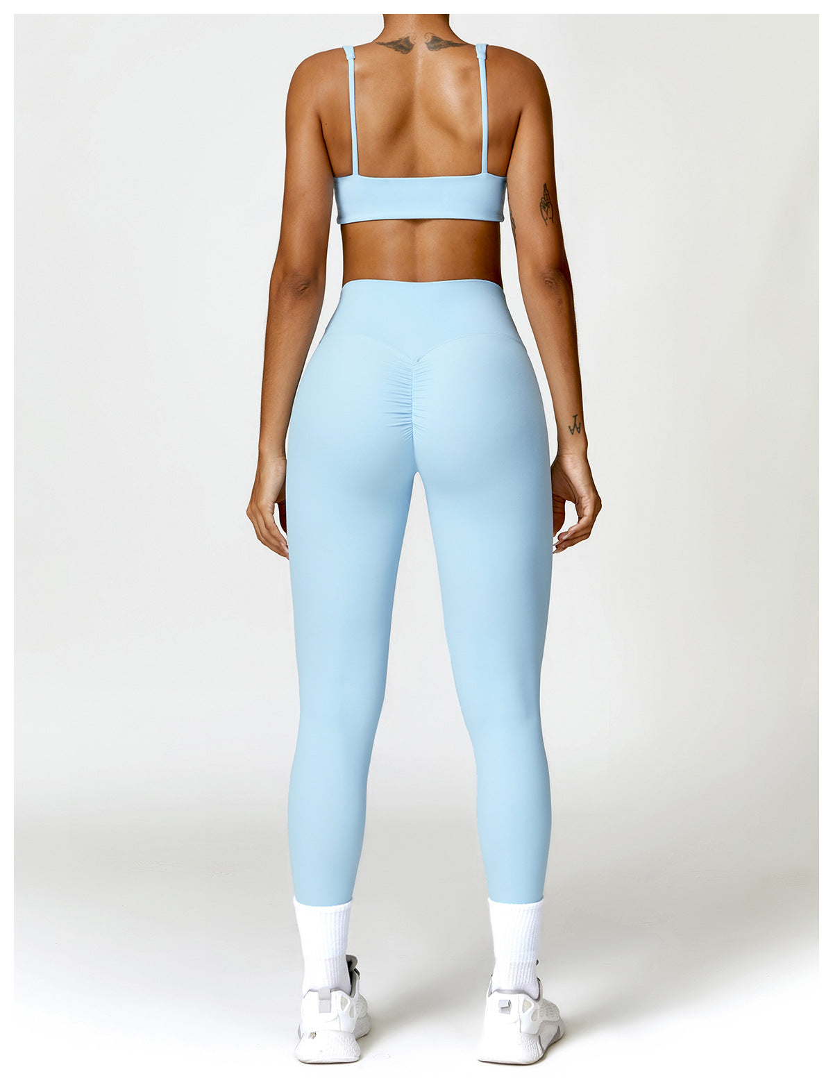 Conjunto Fitness Focus - Top + Legging - Azul Bebe