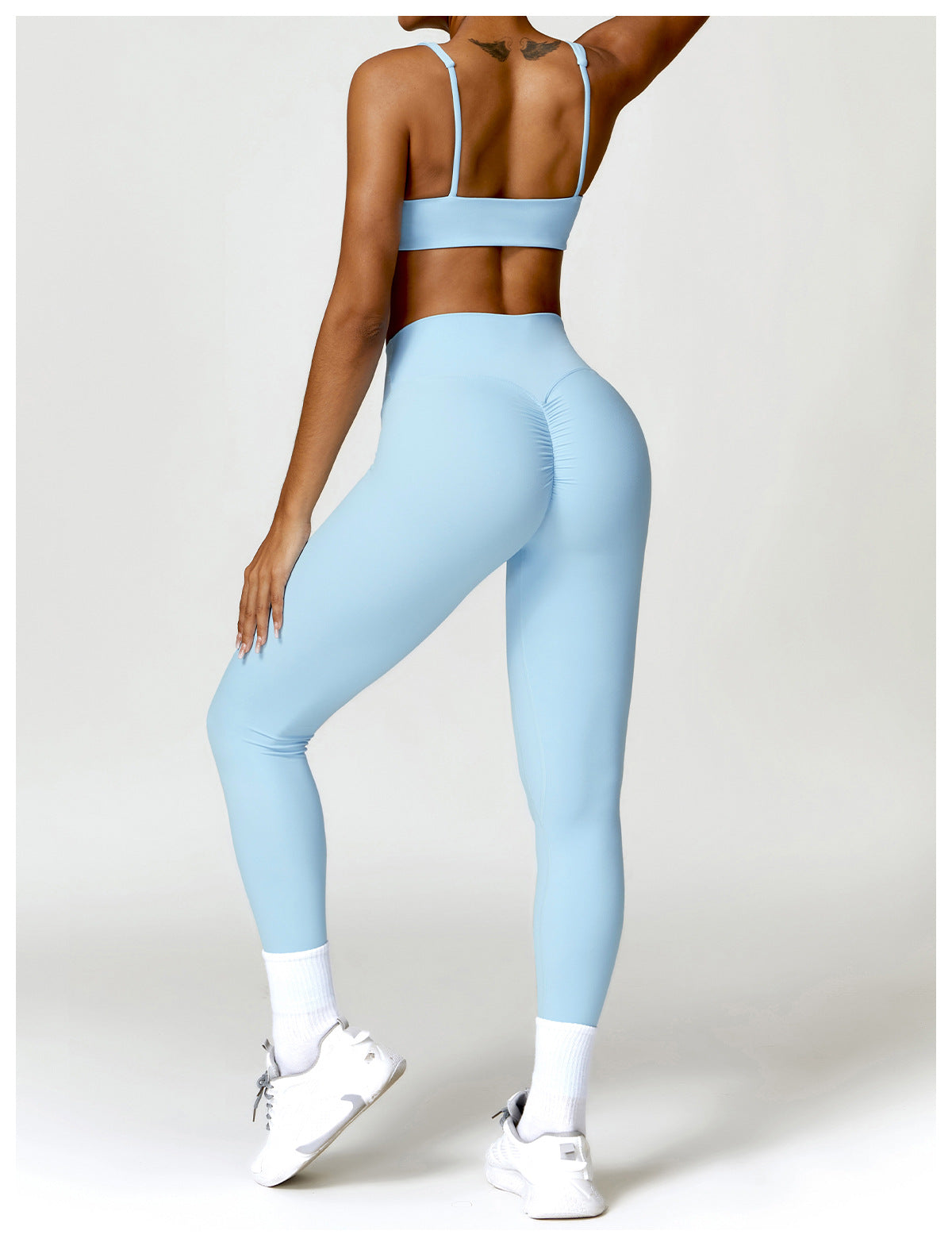Conjunto Fitness Focus - Top + Legging - Azul Bebe