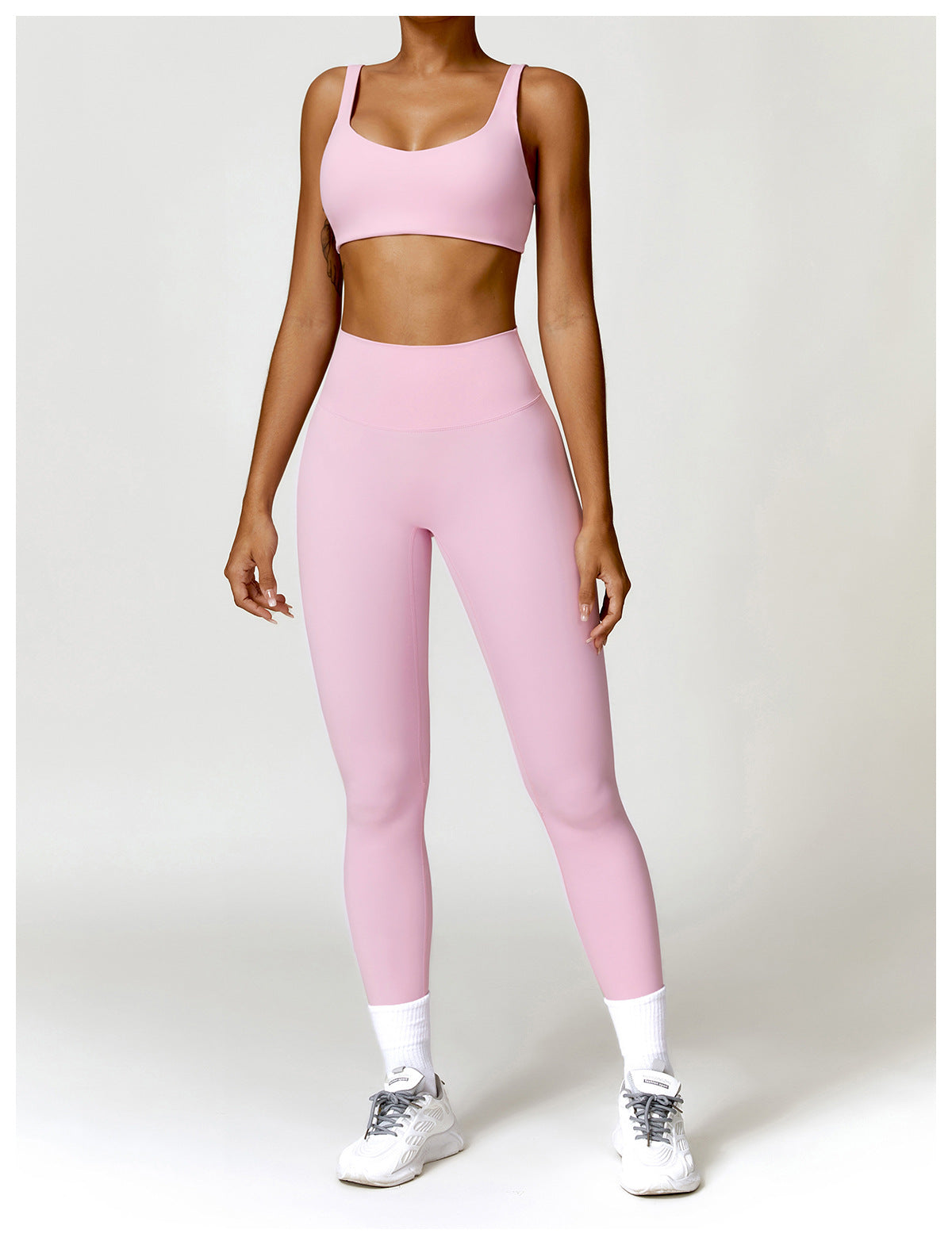 Conjunto Fitness Focus - Top + Legging - Rosa Pastel