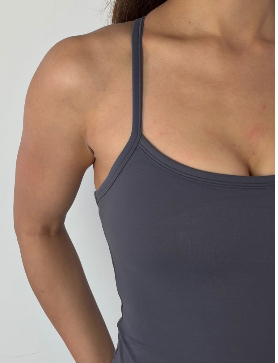 Top Fitness Alongado - Cinza