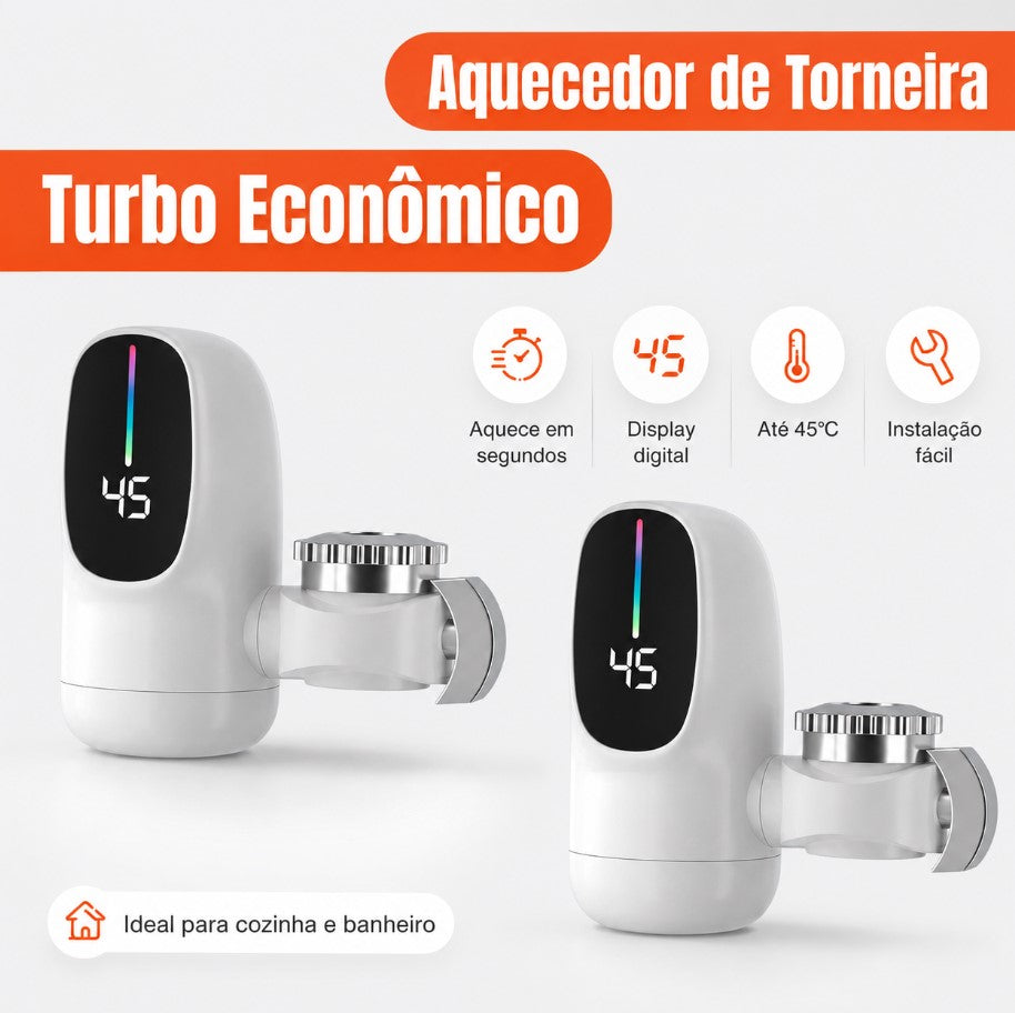 Kit com 2 Aquecedor de Torneira Turbo Instantâneo, Display Digital 3000W