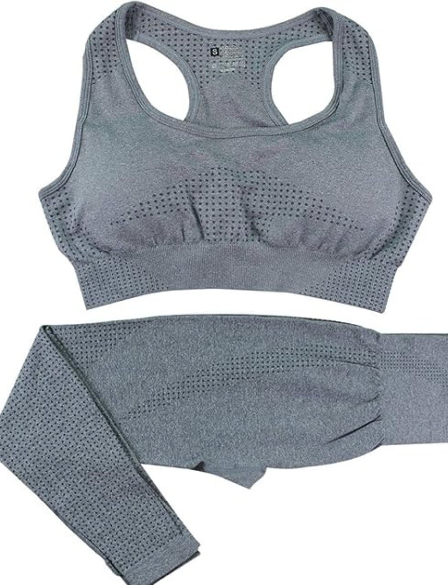 Conjunto Aura Fitness - Top + Legging - Cinza