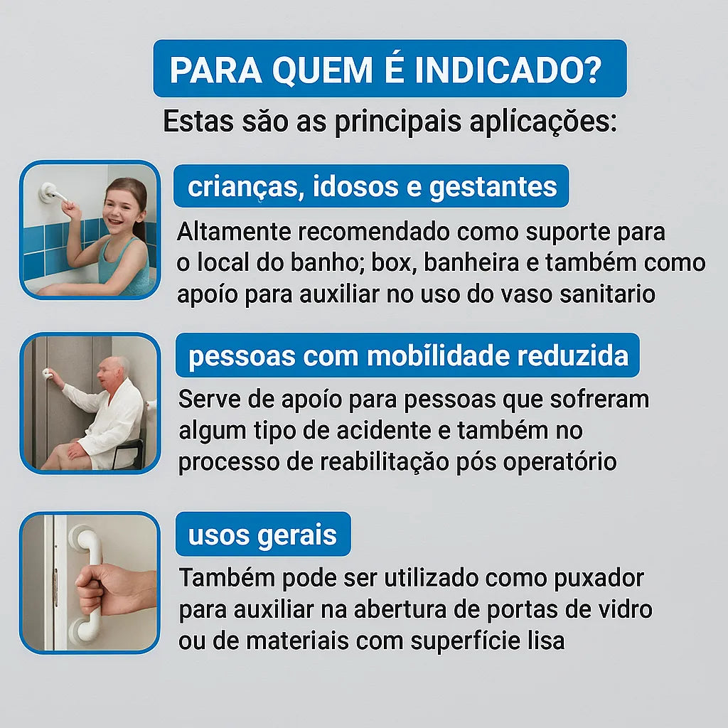 Barra de Apoio Portátil Ventosa de Alta Pressão para Banheiro [Frete Grátis]
