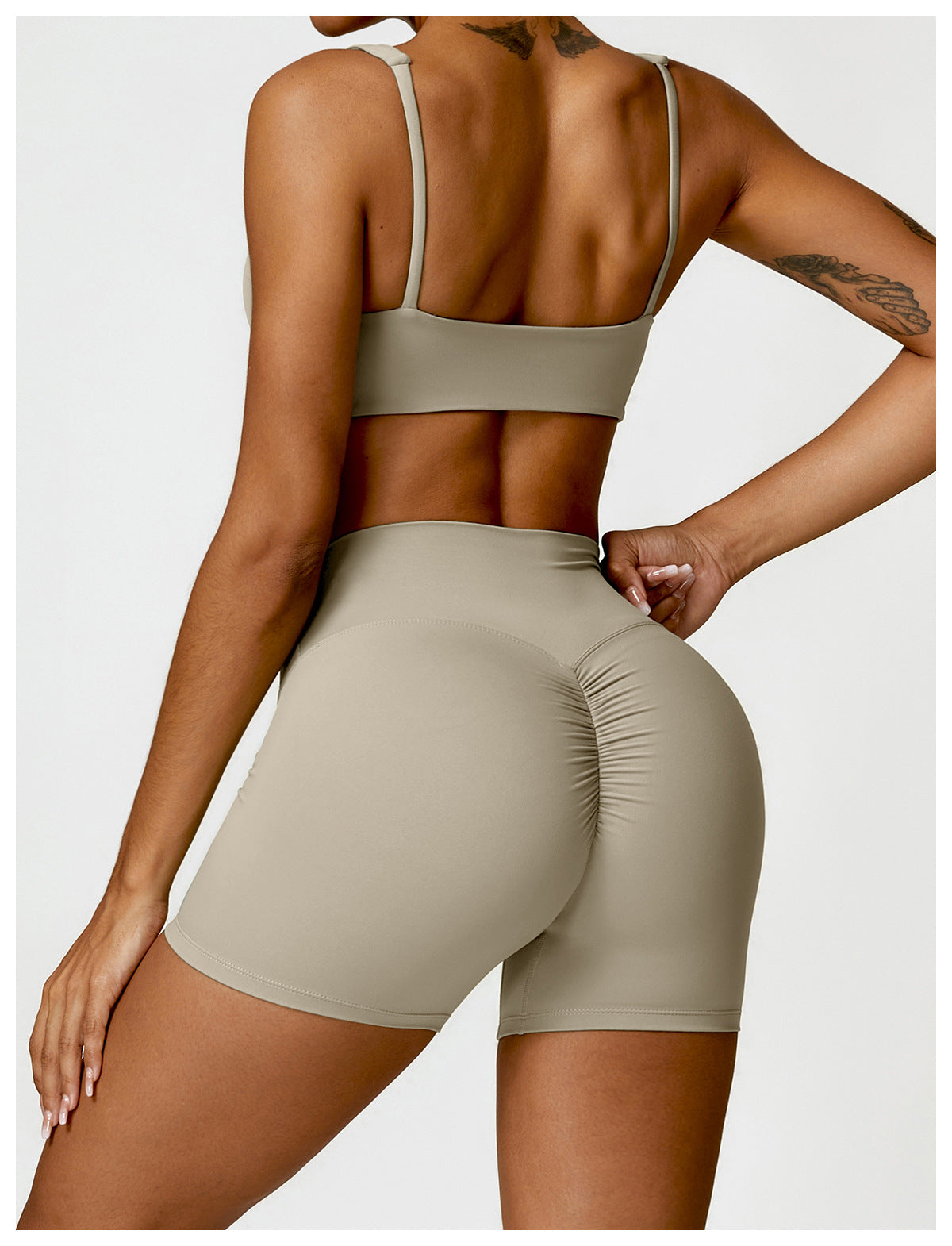 Conjunto Fitness Feminino - Top + Short - Bege