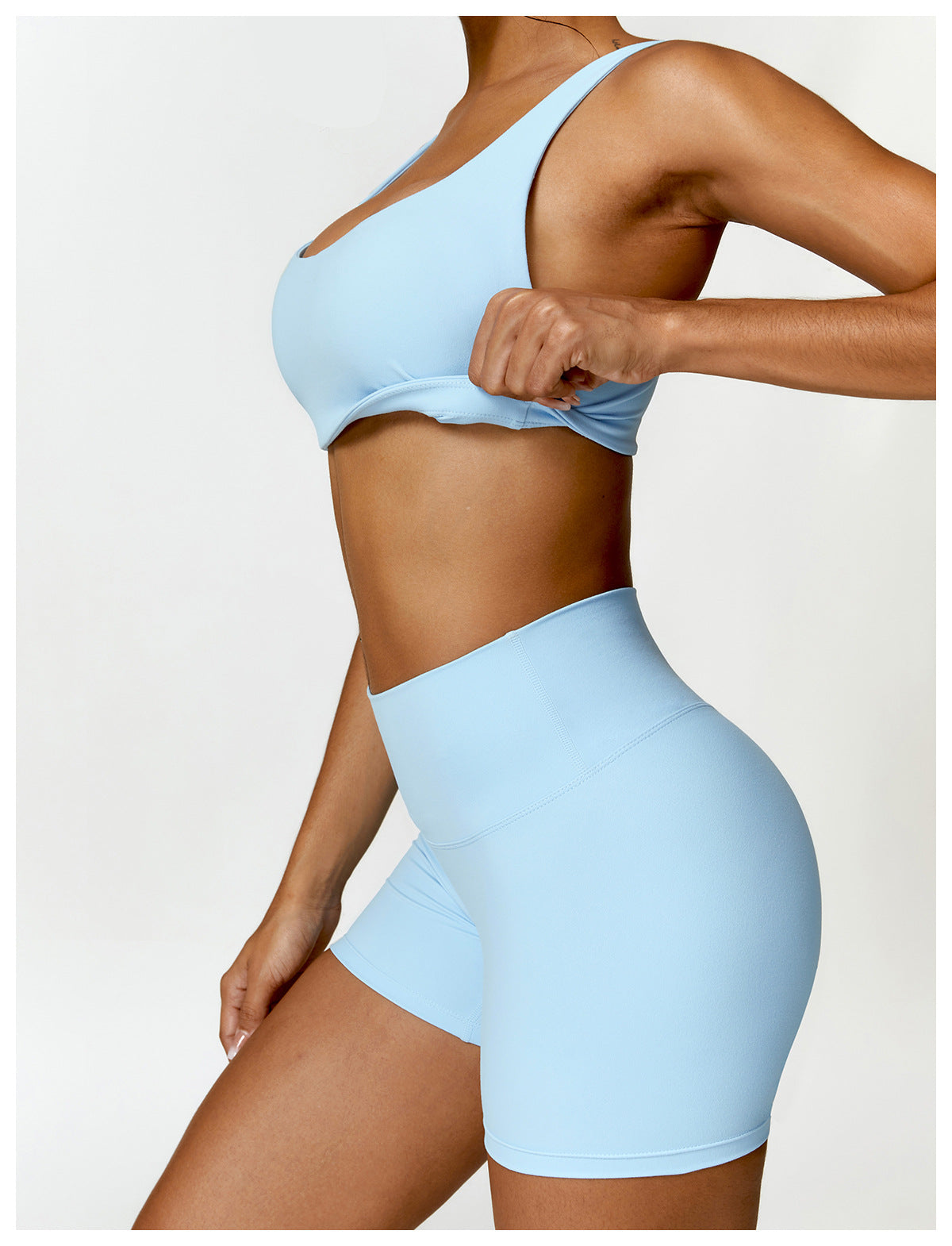 Short Fitness Feminino Azul Bebe