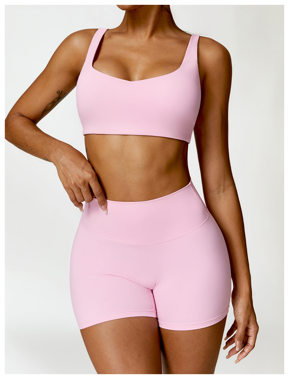 Conjunto Fitness Feminino - Top + Short - Rosa