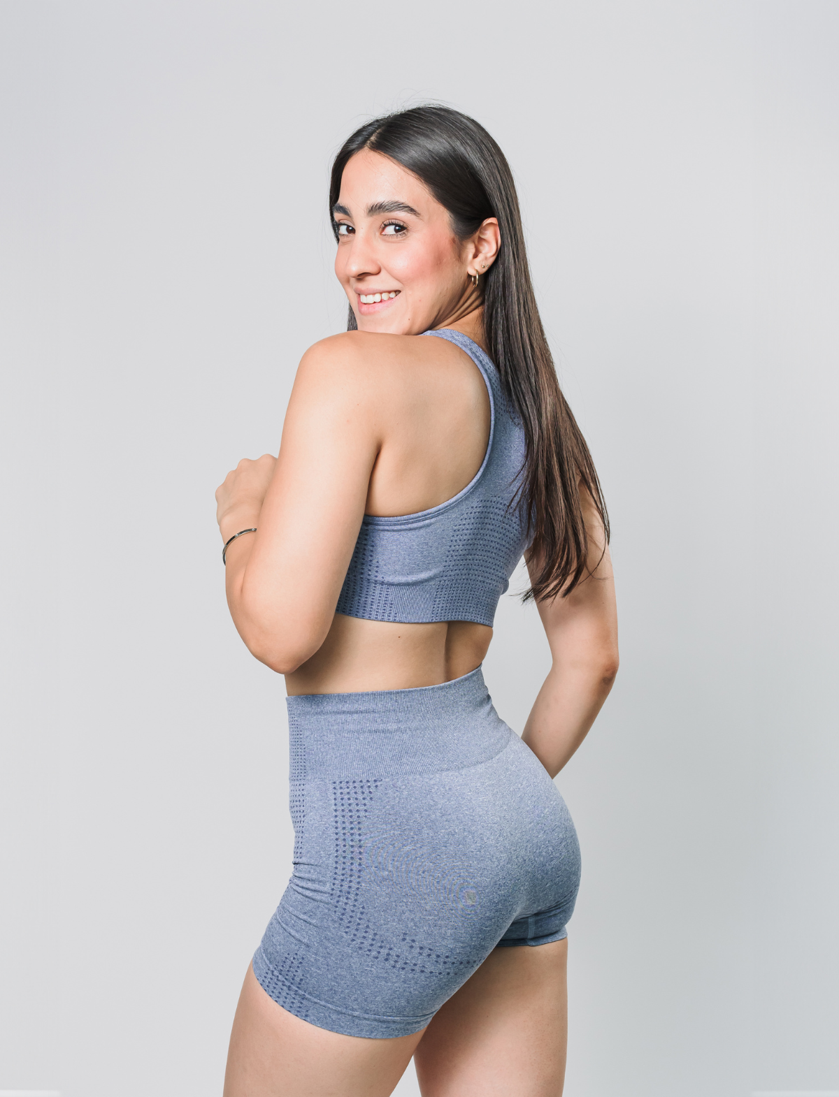 Conjunto Aura Fitness - Top + Short - Cinza