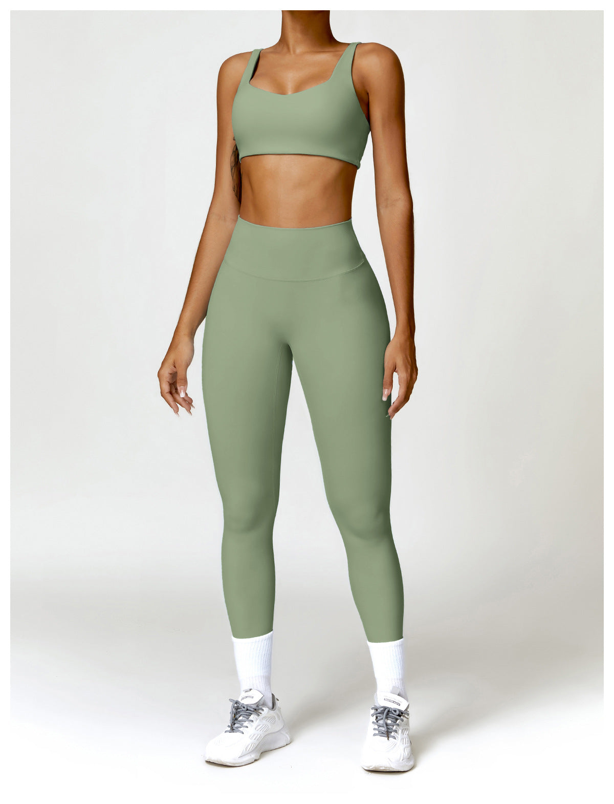Conjunto Fitness Focus - Top + Legging - Verde Oliva