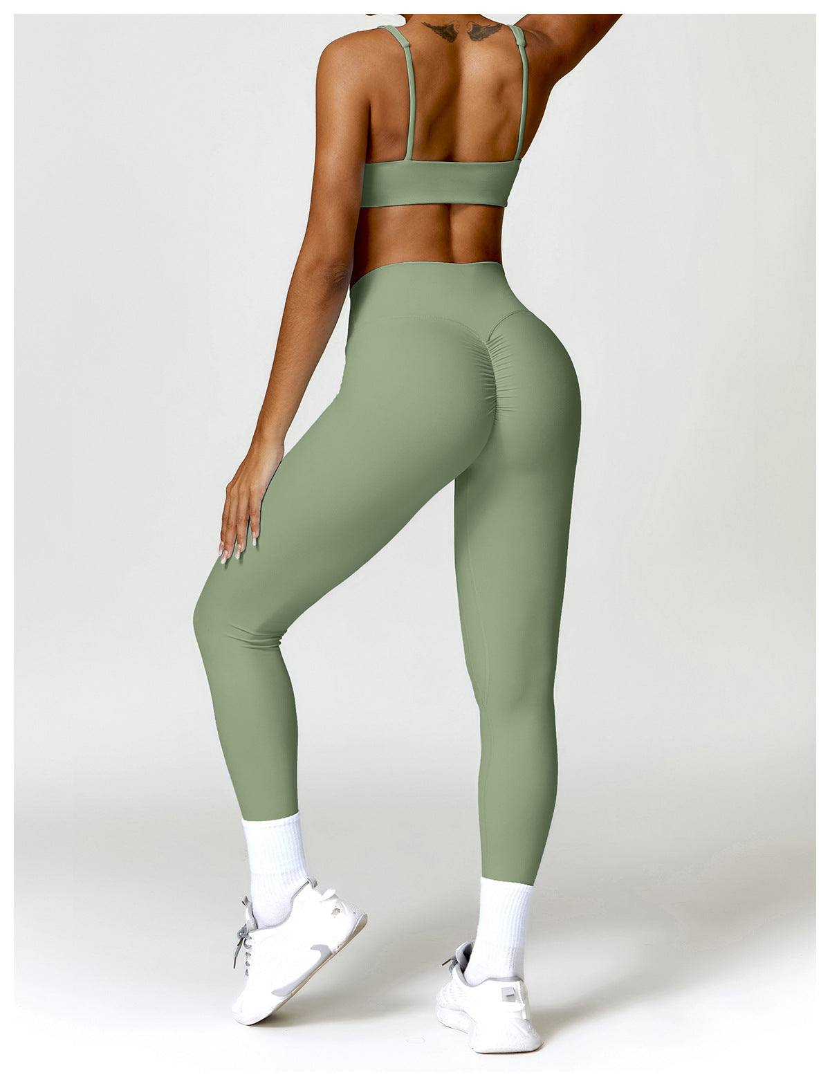 Conjunto Fitness Focus - Top + Legging - Verde Oliva