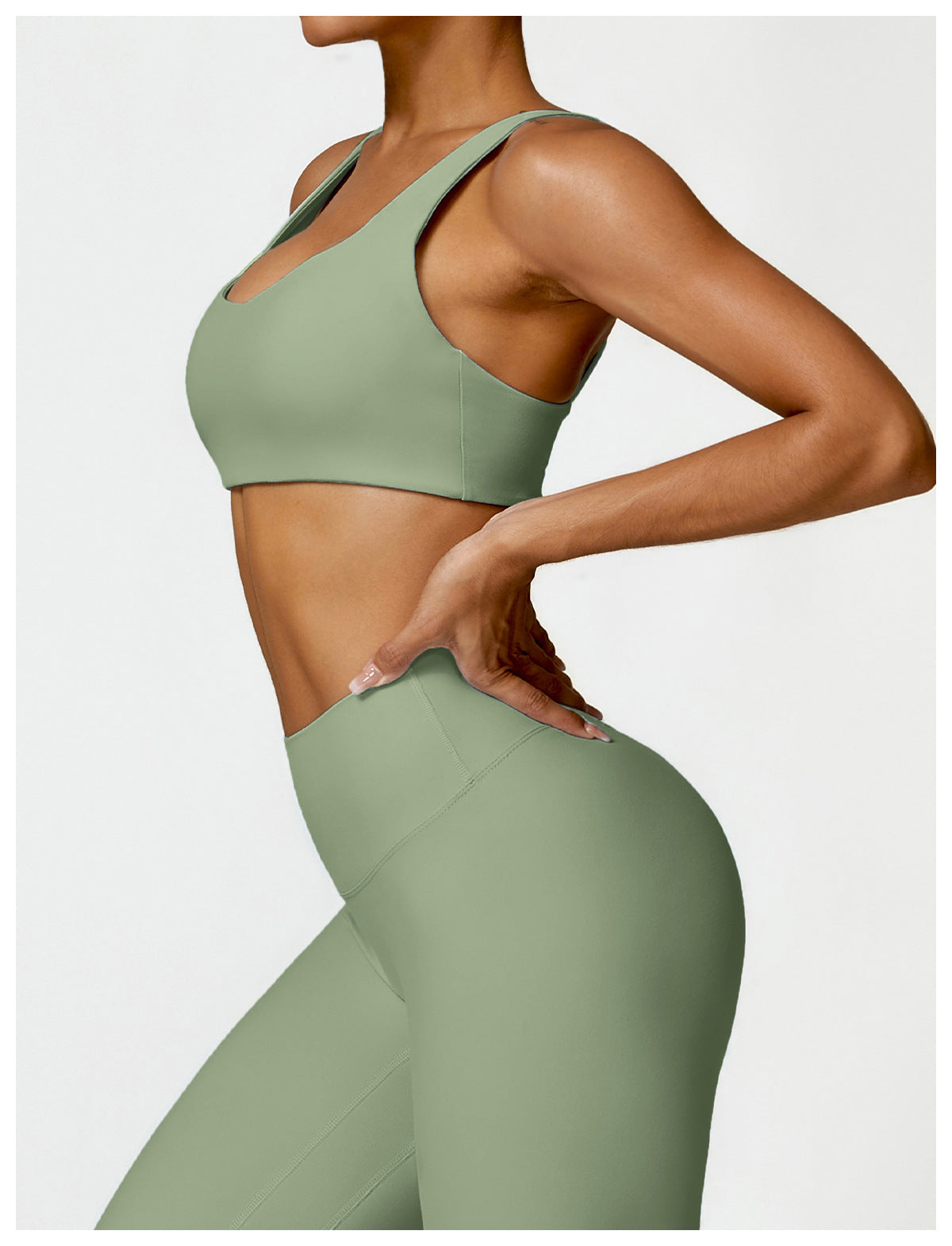 Conjunto Fitness Focus - Top + Legging - Verde Oliva