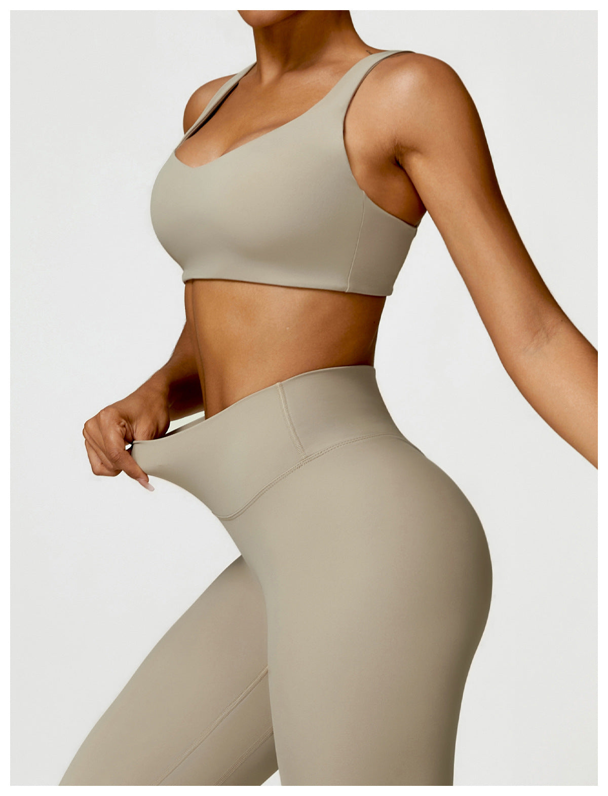 Conjunto Fitness Focus - Top + Legging - Bege