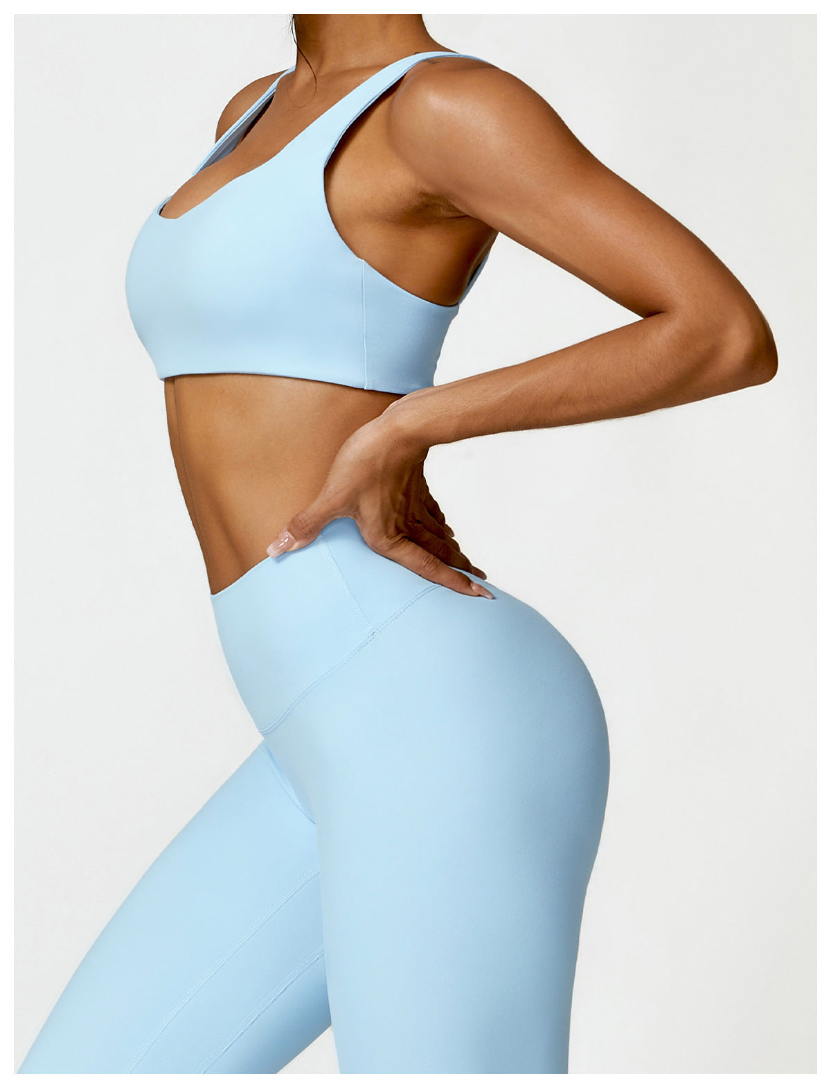 Conjunto Fitness Focus - Top + Legging - Azul Bebe