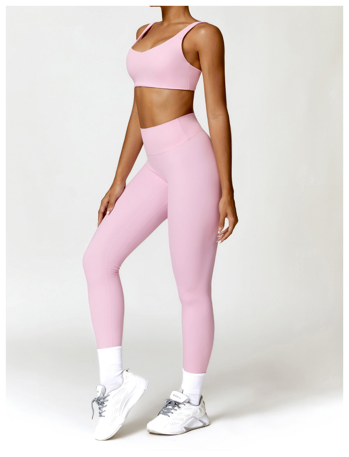 Conjunto Fitness Focus - Top + Legging - Rosa Pastel
