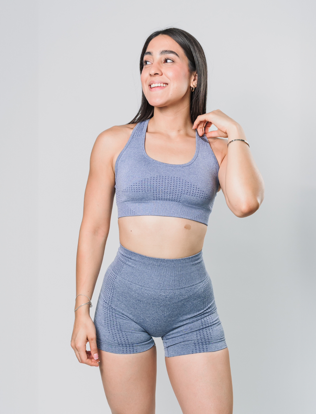 Conjunto Aura Fitness - Top + Short - Cinza